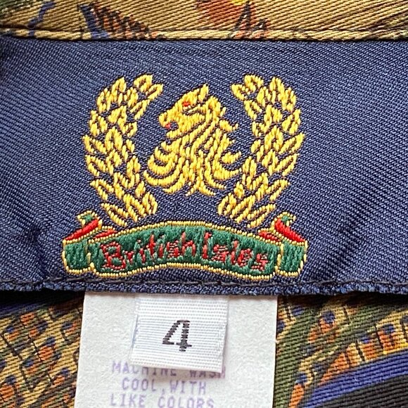 Vintage British Isles Sz 4 (S) Womens Shirt Button Up Duck Print Long Sleeve - Picture 9 of 12